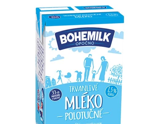Mléko trvanlivé polotučné 1,5% Bohemilk 1l