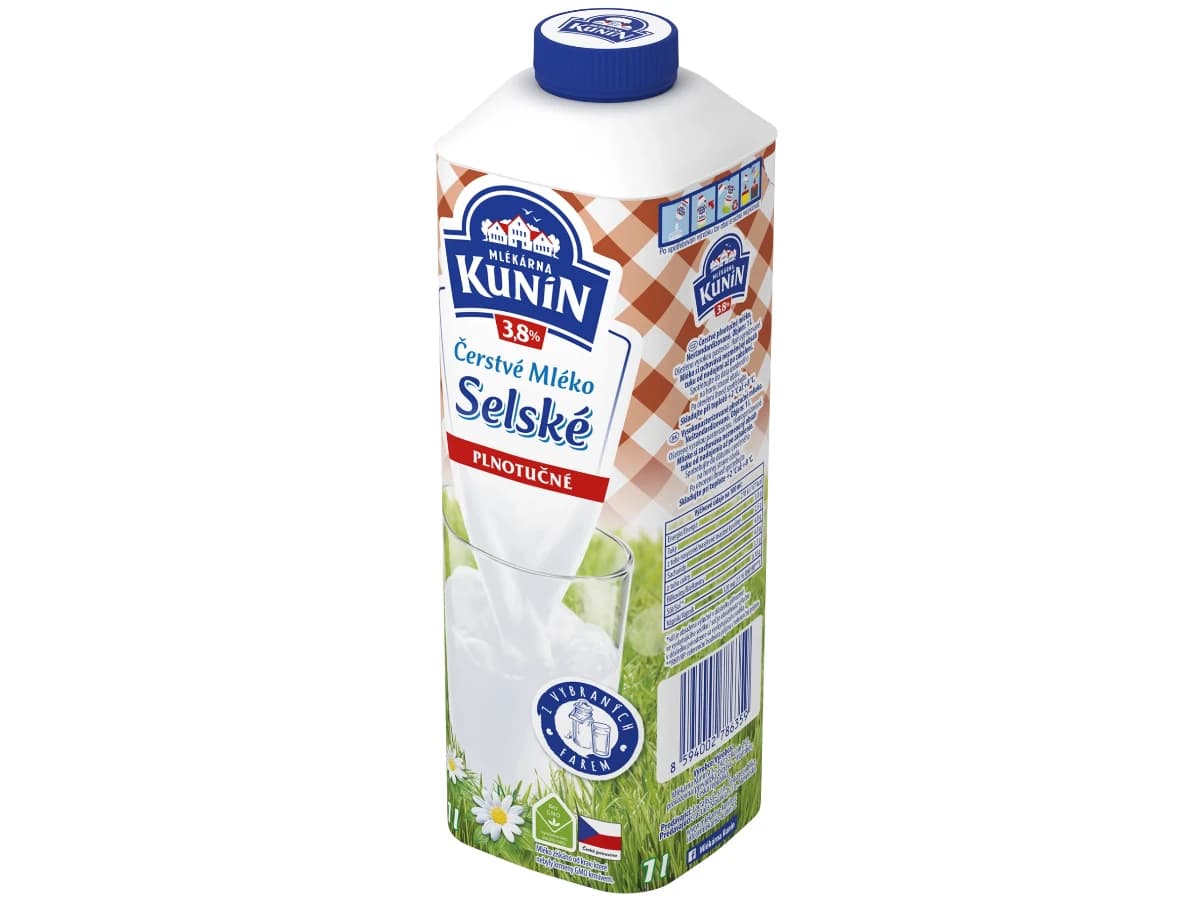 Kunín Selské čerstvé mléko 3,8% 1l